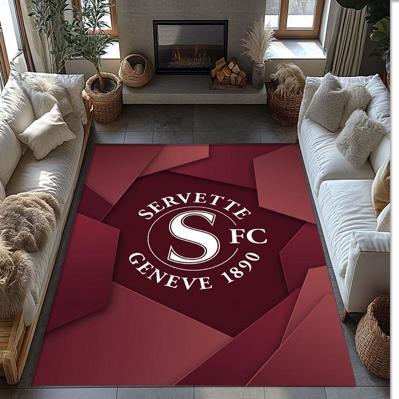 Servette FC Soccer Football Pattern Soft Area Rug Non Slip Indoor Floor Carpet Sports Decor Mat for Bedroom