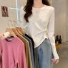 2025 Korean Chic Irregular Design Long-Sleeve T-Shirt for Women