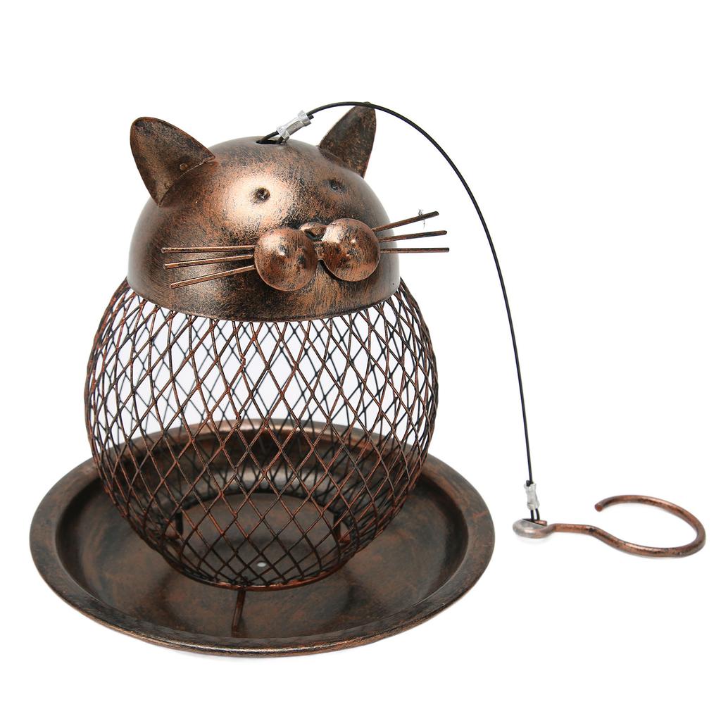 Кормушка для птиц в форме кошки, железная кормушка для птиц, подвесная снаружи, винтажное украшение для виллы, сада, двора