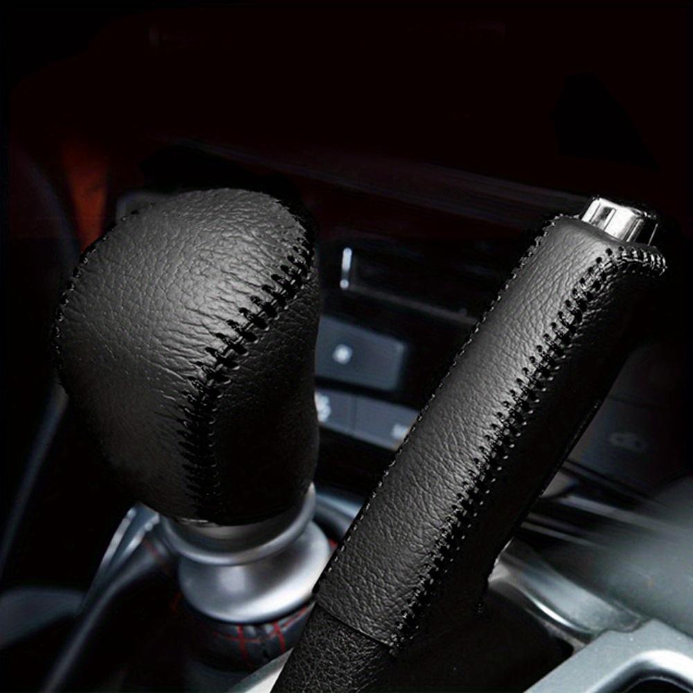 2Pcs Faux Leather Gear Shift Knob & Handbrake Cover Universal Car Interior Decor
