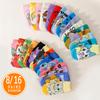 8/16 Pairs Random Combination Fun Pok É Mon Family Cartoon Anime Pattern Men's Crew Socks Outdoor Casual Couple Short Socks