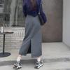Women's Retro Gray High-Waist Slim Straight Skirt - Versatile Spring/Summer Mid-Length