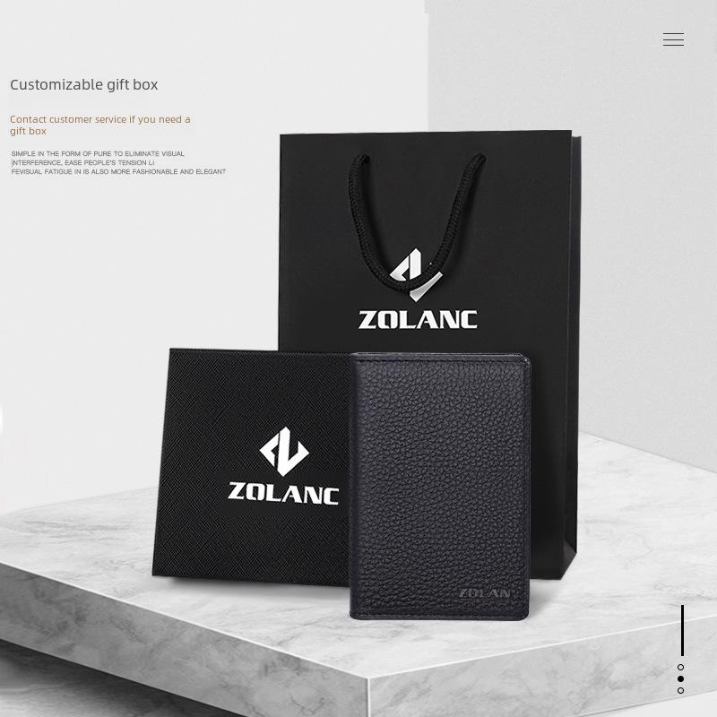 Мужской держатель для RFID-карт из натуральной кожи - Lychee Grain Cowhide 8106