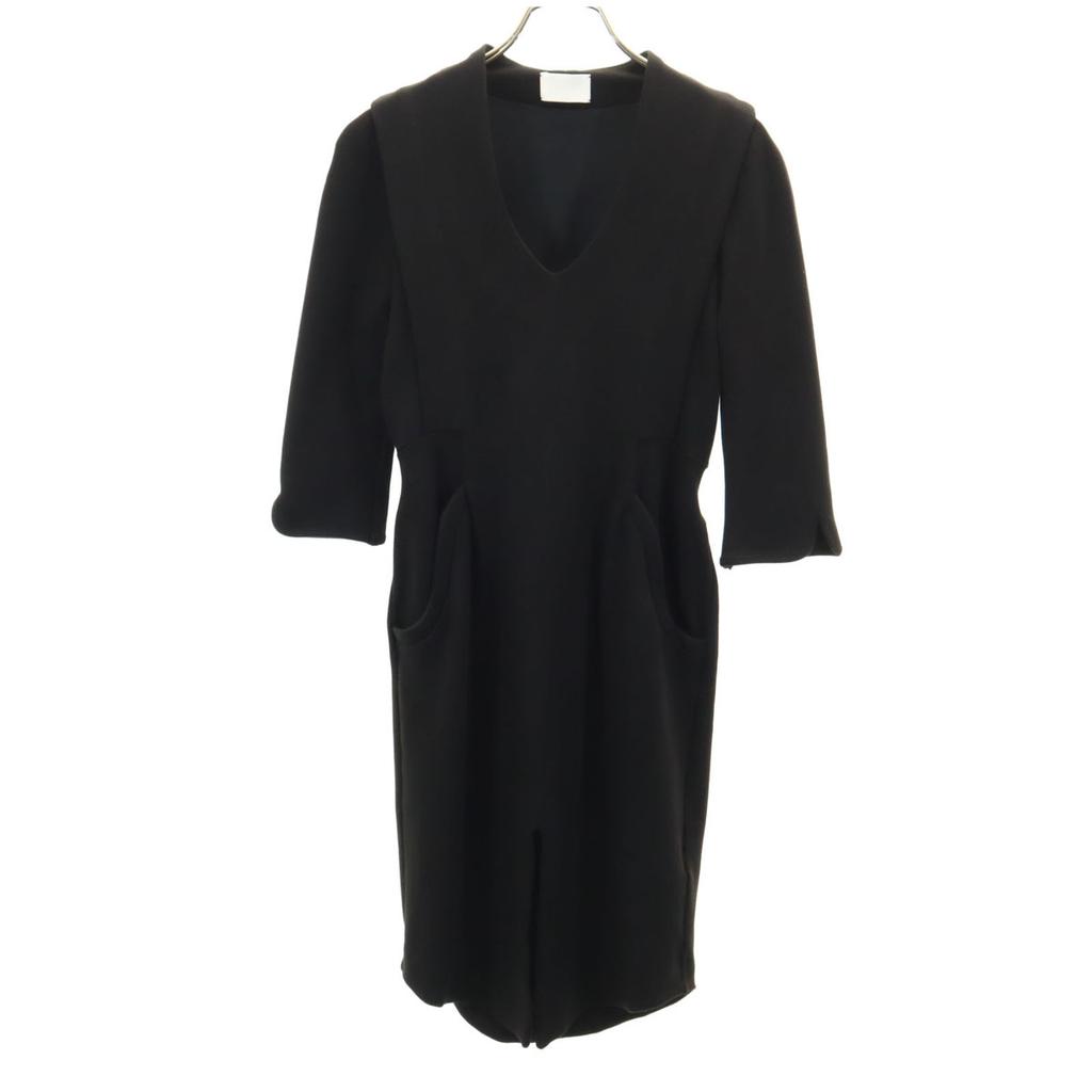 Mame Made In Japan 7 Minutes Sleeve Knee-length Dress 1 Black Kurogouchi Women Used