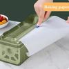 Large Roll Food-Safe Plastic Wrap Dispenser with Slide Cutter, Kitchen Cling Film Cutter Box
