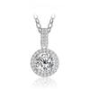 S925 Silver Rhodium Plating Pendant For Women Round 6.5mm 1CT Lab Diamond Luxury Moissanite Gemstone Pendant Necklace for Wedding