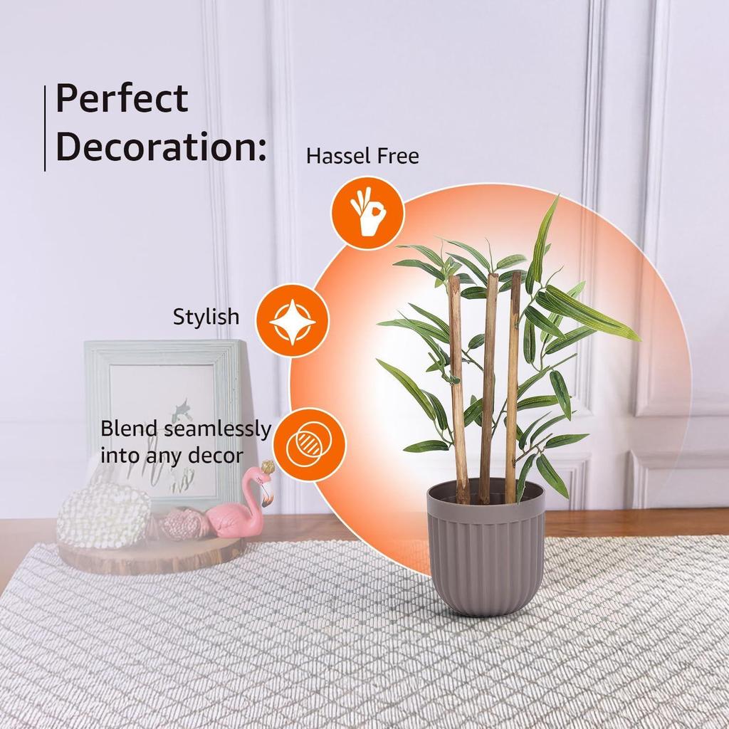 Реалистично выглядящий набор из 2 искусственных мини-бамбуковых растений, 29x10 см, для декора дома/офиса, зелень в коричневом пластиковом горшке