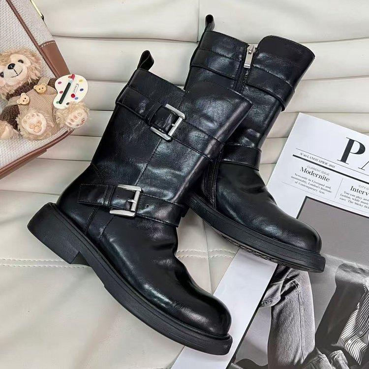 Коровья кожа~ Ботинки Maillard ретро кожаные полусапоги женские с пряжкой-ремнем короткие ботинки на толстой подошве ботинки Мартин тонкие ботинки