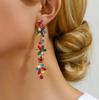Elegant Fashion Shiny Glass Flower Female Romantic Charm Decor Bride Wedding Party Jewelry Trend Dangle Drop Earrings For Women