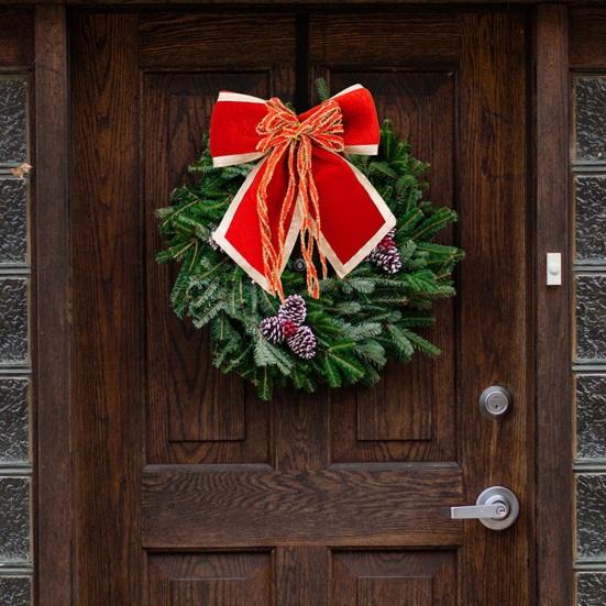 Бархатный рождественский бант 9" Поделки Подарочная лента Скрутка Рождественский венок Окна