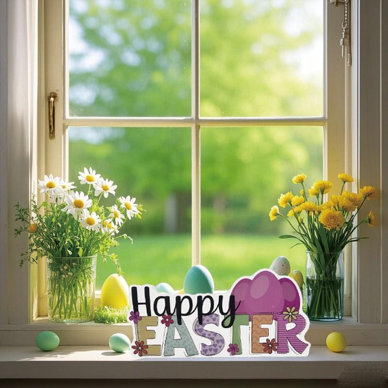 Happy Easter Ornament With English Flower Letters