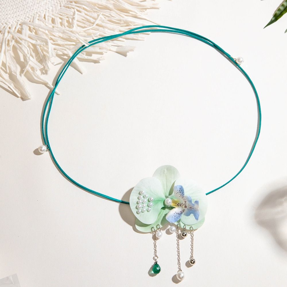 Drawstring Butterfly Orchid Clavicle Chain Lace Up Korean Style Choker Flower Necklace Jewelry