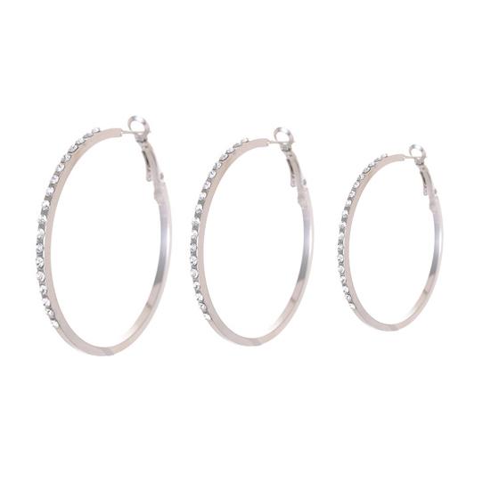 Large Rhinestone Hoop Earrings for Women Big Cubic Zirconia Thin Round Hoop Earrings Sparkly Hypoallergenic Jewelry Gift