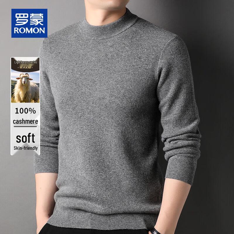 ROMON Men's 100% Pure Cashmere Half-High Collar Pullover Sweater