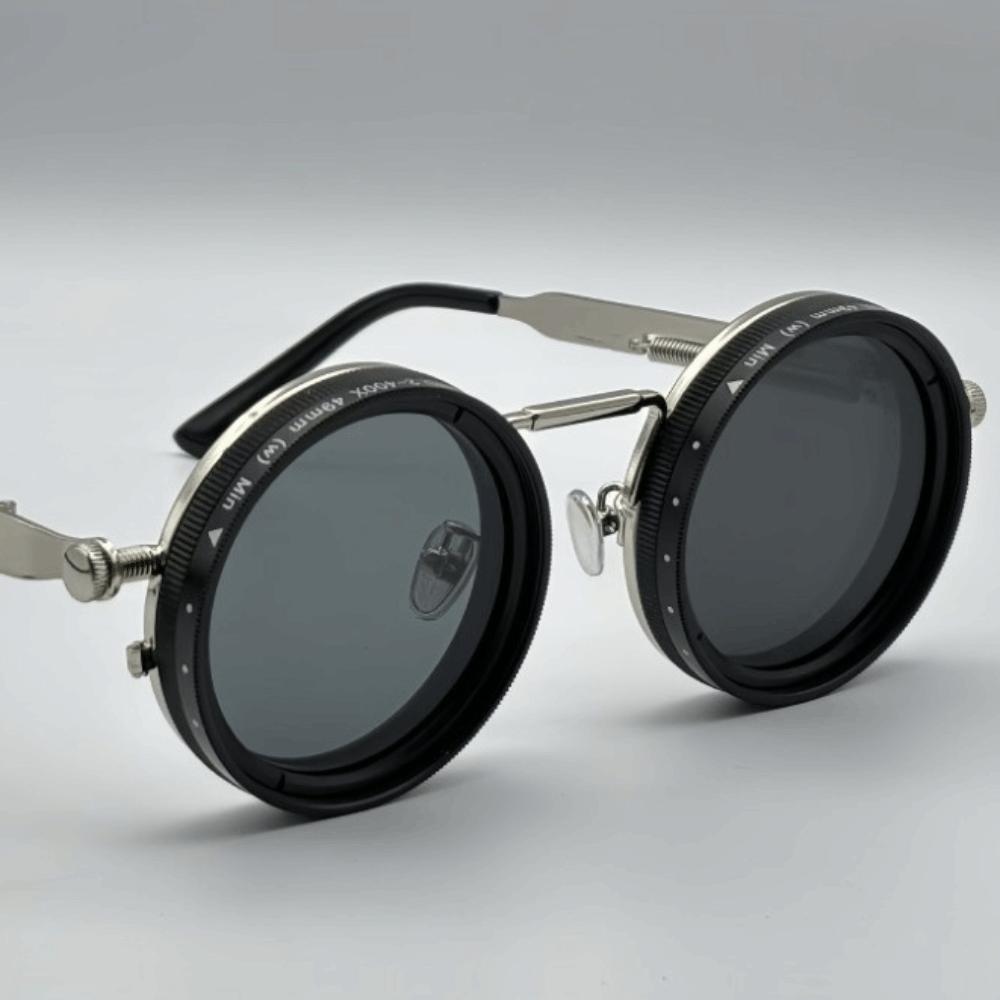 Anti UV Protection Adjustable Dimming Glasses Round Frame ND Filter Sunglasses  Driving