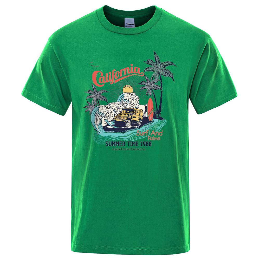 Футболка California Summer Time 1988 с принтом для мужчин и женщин, повседневная, свободная, хлопковая, удобная, мягкая, свободного покроя, мужская футболка большого размера