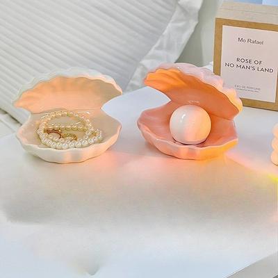 Модная керамическая шкатулка-ракушка – Креативное настольное украшение Подарок на День святого Валентина/День рождения Лоток для хранения Хранение для колец/серьг