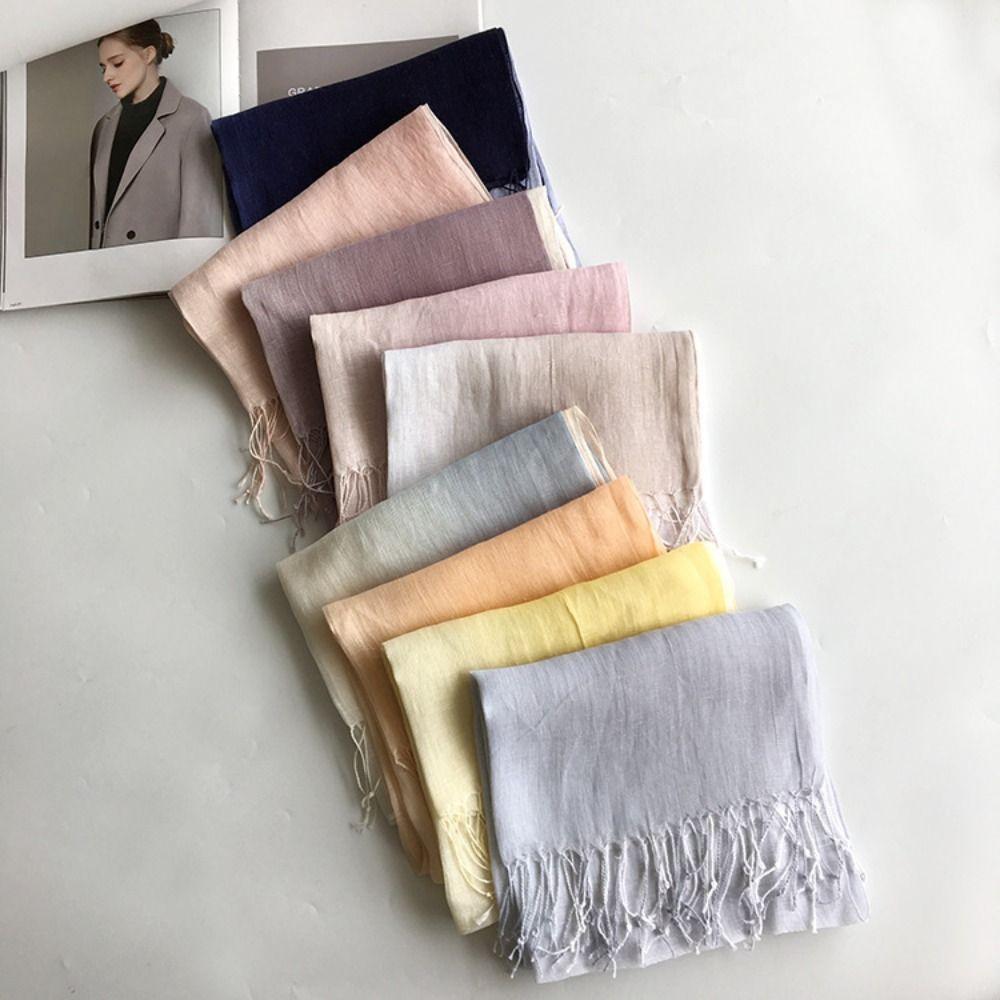 Sun Proof Pure Linen Scarf Sun Protection Neck Scarf Japanese Style Shawl Wrap Daily Wear