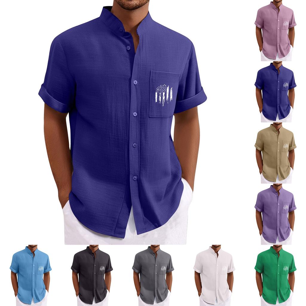 Men'S Casual Loose Short Sleeved Printed Shirt With Fashionable Top