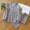 Japanese Spring and Autumn New Women's Pajama Set 100% Cotton Vintage Long Sleeved Pants Two Piece Set for Home Furnishings