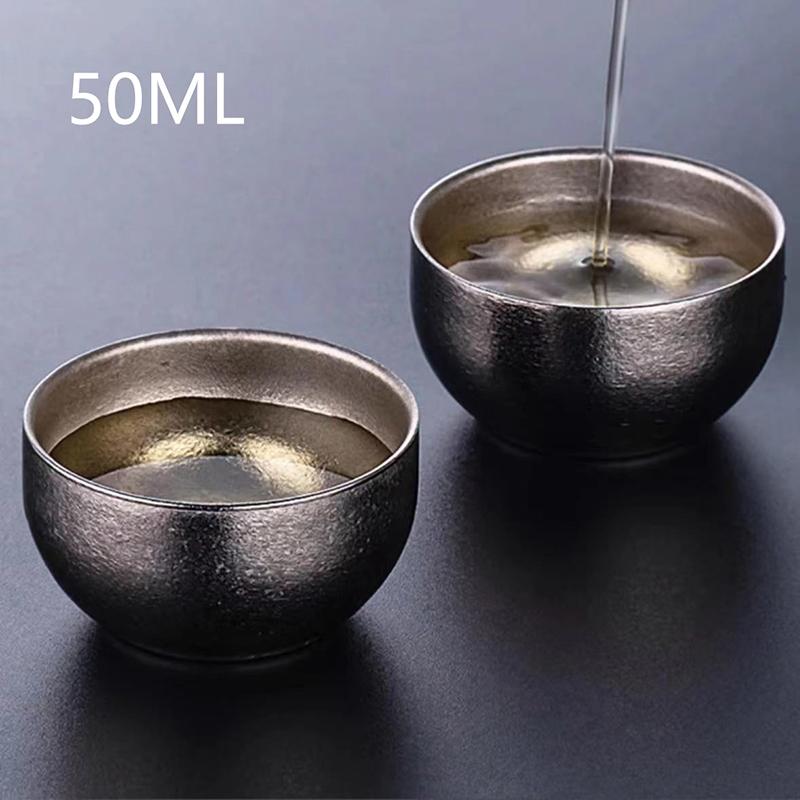 Титановая чашка Чистый титановый чайный набор для кемпинга на открытом воздухе Портативный чайный набор Портативный для хранения дома Двухслойная антиожоговая чайная чаша