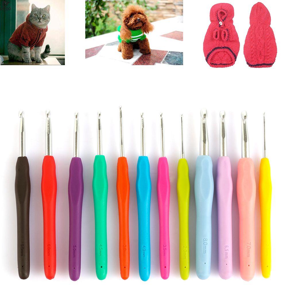 2.0-10mm Multicolor Craft Tools Ergonomic Handle Weave Yarn Knitting Needles Crochet Hook Aluminum