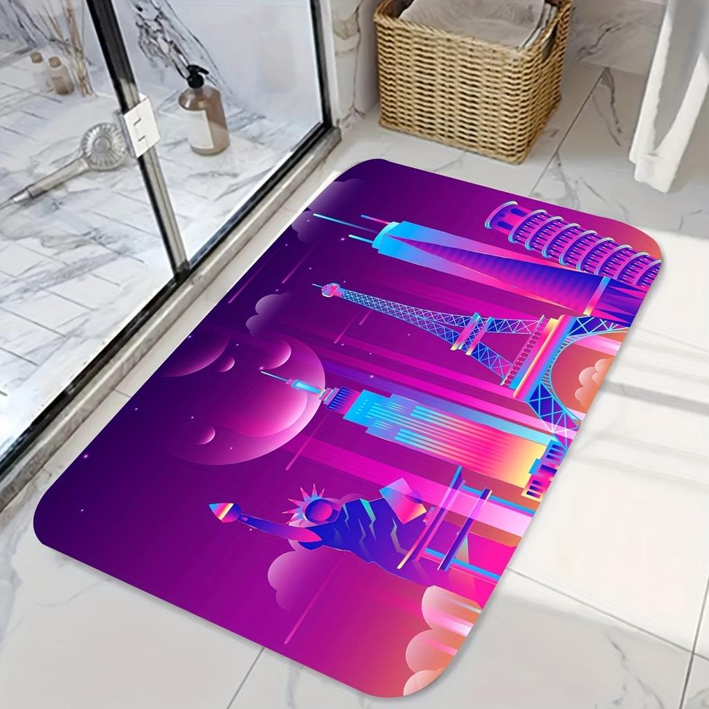 1PC Cyberpunk Skull Pattern Kitchen Rug Non-Slip Door Mat Pop Design Bathroom Rug Bath Mat Carpet for Home Sink Laundry Decor