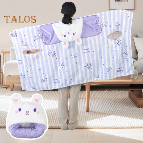 Ворсовый платок, одеяло с капюшоном, ветрозащитное, носимое одеяло, U-образная подушка для хранения, складная, переносная, с капюшоном