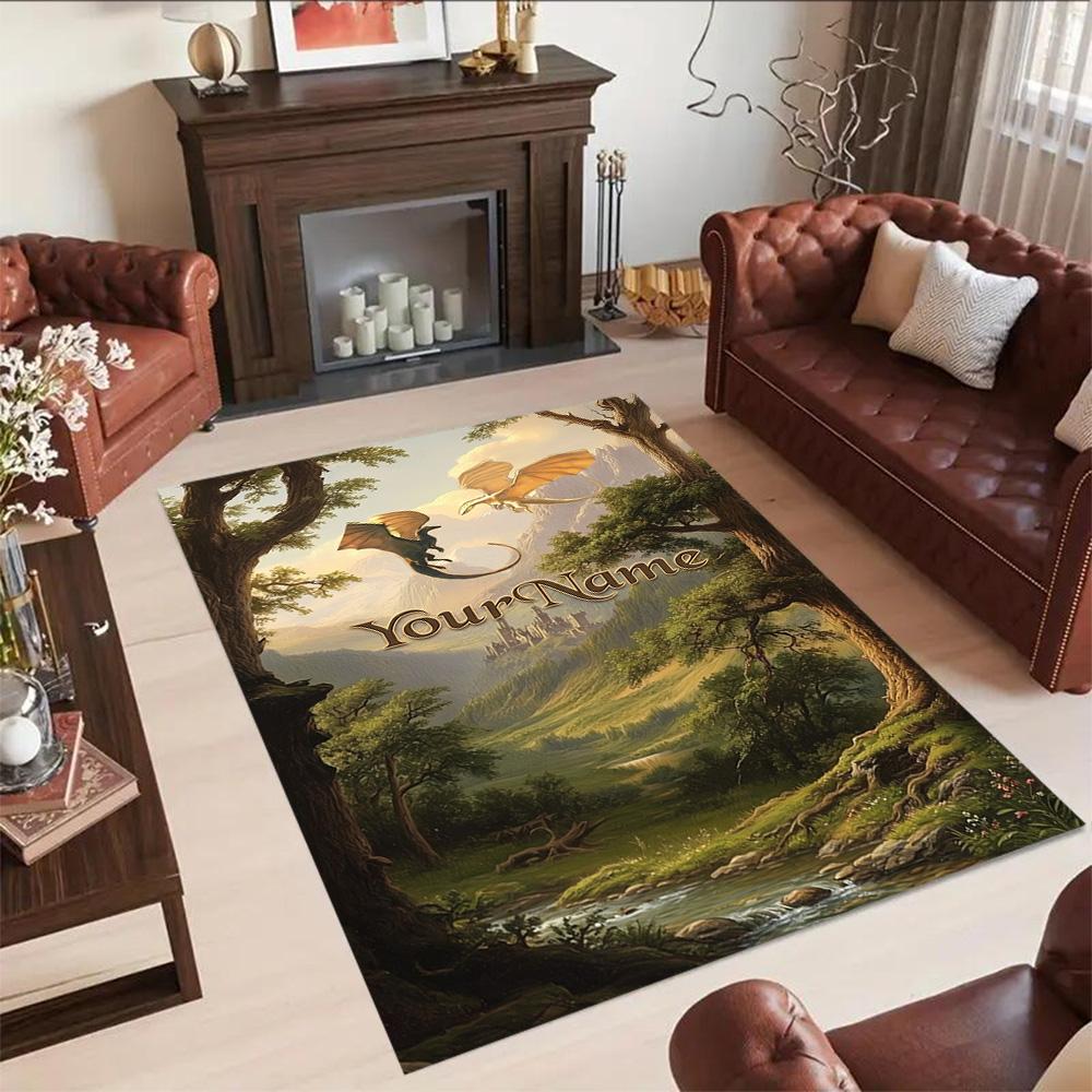 Gothic Illustrations Customized Name Area Rug Suitable for Outdoor Entryway Dining Room Living Rooms Anti-slip Rug Anime Office Decor