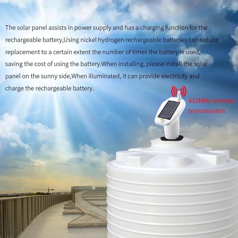 Wireless Digital Ultrasonic Level Gauge Water Liquid Tank Depth Temperature Monitor Solar Powered Container Control Alarm Clock