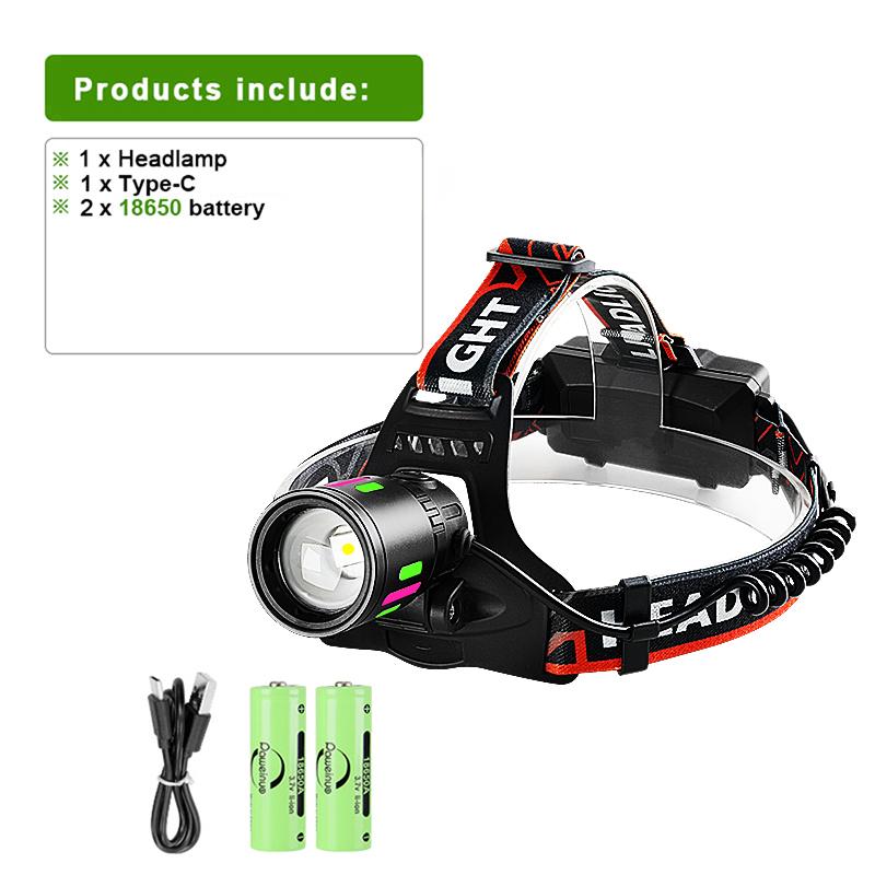 Ultra Powerful LED Headlamp Super Bright Rechargeable Head Flashlight Zoomable Headlight Outdoor Fishing Hunting Head Light