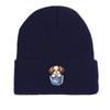 Cartoon Dog Pocket Warm Knitted Cap Beanie, Animal Woman Cap Cozy Candy Color Solid Color Pompom Beanies Knit Hat Beanie