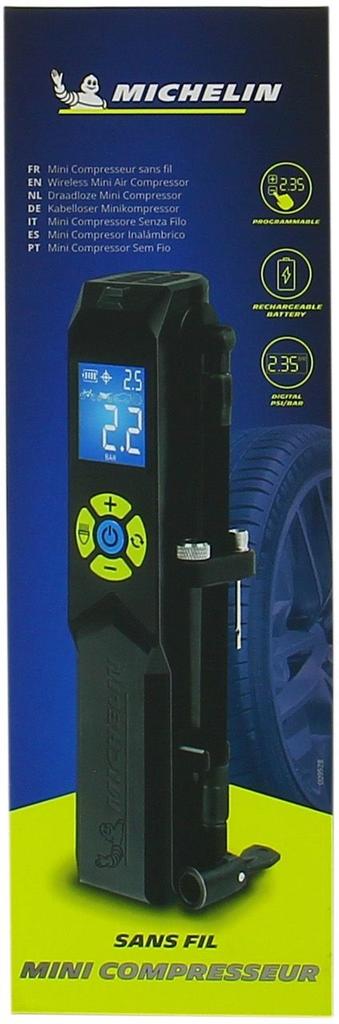 Mini compresseur sans fil - MICHELIN - Pompe électrique - Manomètre digital - 10 Bars - Rechargeable USB