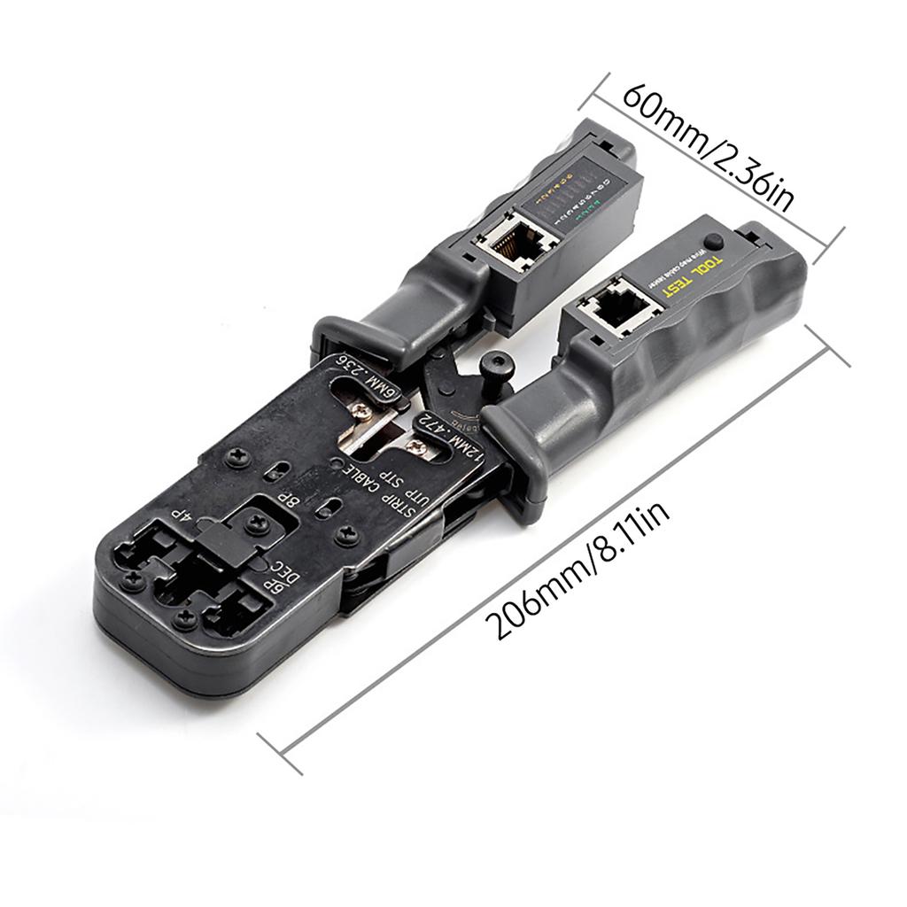 Ratcheting Crimping Tool with LED Tester 4 in 1 Multifunction Wire Crimpers Stripper Cutter Tester, 8P 6P 4P Network