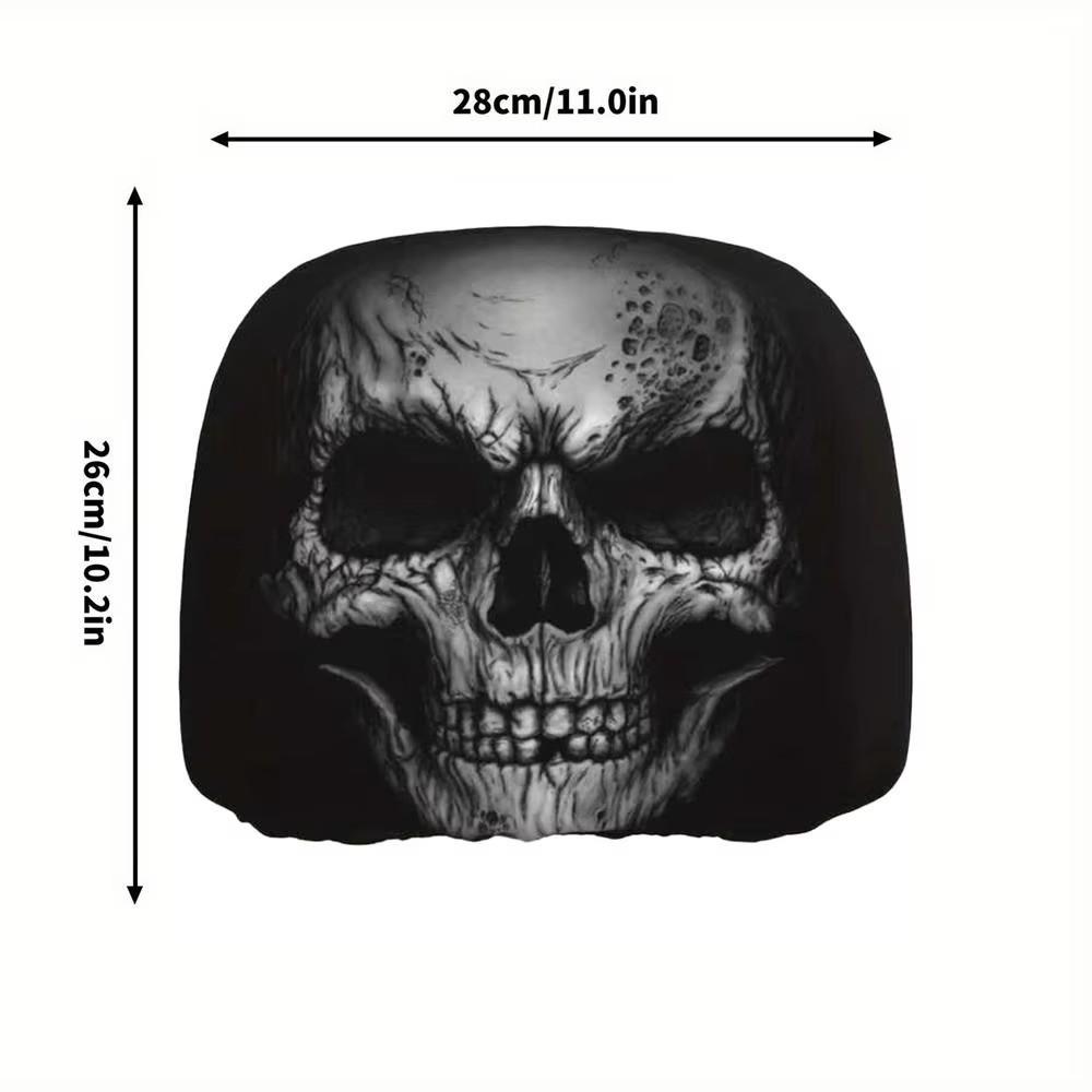 1 шт. Черный чехол на подголовник автомобиля с рисунком черепа, дышащий подголовник сиденья автомобиля, наволочка для автомобильной подушки, Хэллоуин