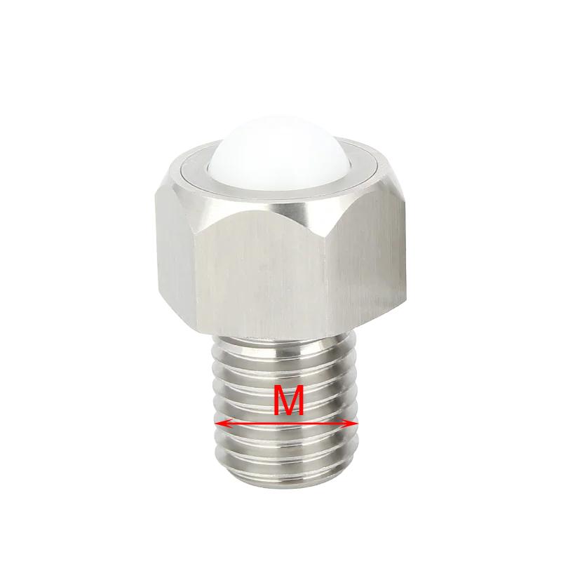 1pc Stainless Steel/POM Main Ball Conveyor Rollers Threaded Ball Rotated Freely Ball Transfer Units Hexagon Cap Ball Plunger