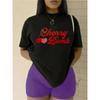 Summer Round Neck 3D Cherry Print Top Fashionable Casual Short Sleeved Women's T-shirts