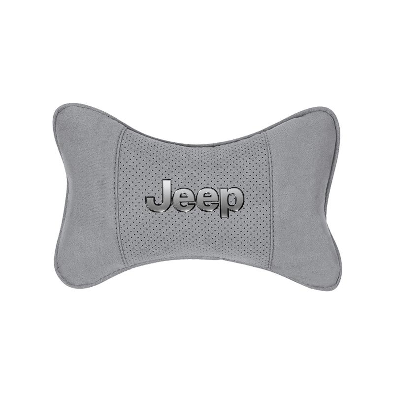 Car Breathable Neck Pillow Suede Headrest Accessories For Jeep Grand Cherokee Wrangler JK Gladiator Compass Renegade Patriot AKQ1
