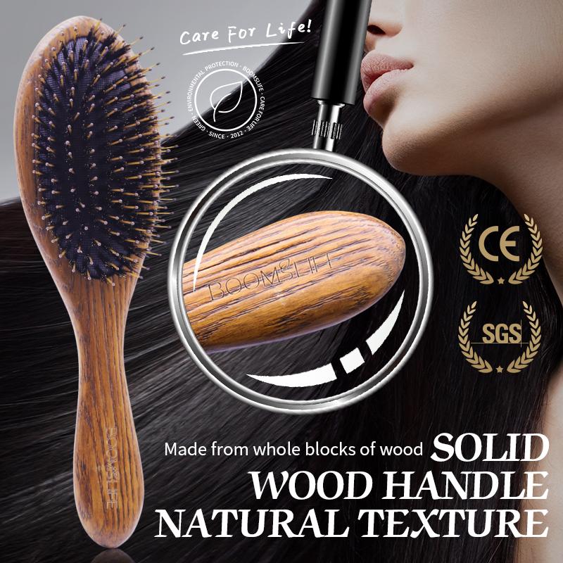 Boar Bristle Hair Brush Women  Name Detangling Hairbrush Hair Style Wood Comb Wet Dry Hair Scalp Brosse A Cheveux Bebe