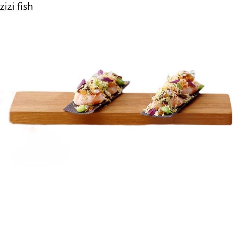 Long Wooden Pallet Dim Sum Dish Dessert Plate Sushi Plate Sashimi Plate Snack Bowl Fruit Tray Pastry Plates Bread Cake Stand