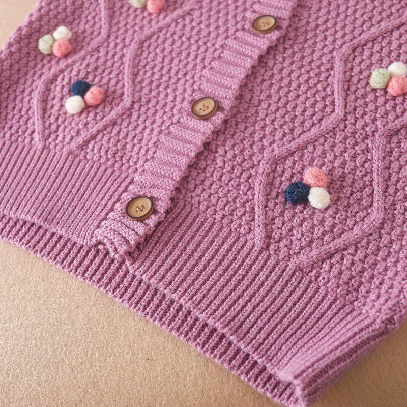 Детский свитер, осеннее пальто, вязаная одежда для маленьких девочек, вязаные милые кардиганы с длинными рукавами для девочек, хлопковые свитера для детей