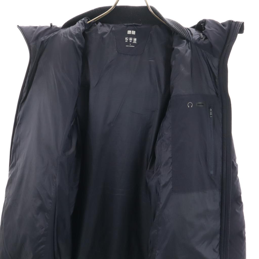 Uniqlo Бесшовное пуховое пальто L Темно-синее Женское Б/У