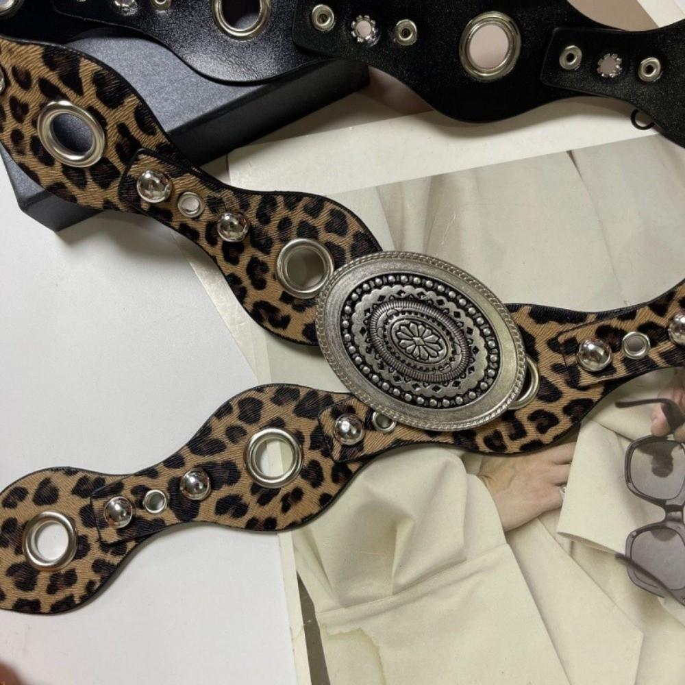 Vintage Leather Waistband Gothic Dress Jeans Belt Trendy Women's Rivet Belt  Waist Belt