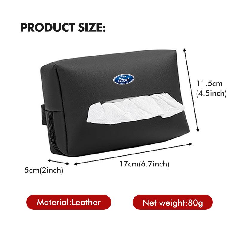 Universal Car Leather Tissue Box Vehicle Console Tissue Storage Bag For Ford Fiesta Ranger Mondeo Escape Ecosport Fusion