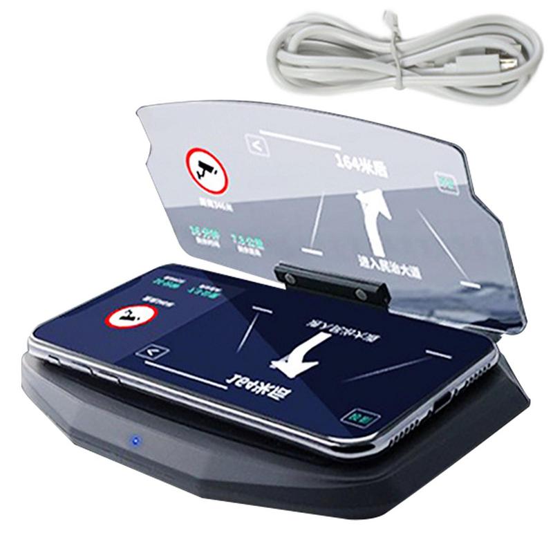 Автомобильный проекционный дисплей HUD проекционный дисплей для автомобиля Регулируемый угол Беспроводная зарядка Регулируемая подставка для дисплея Портативный