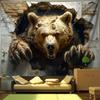 3D Динамичный Медведь, Пробивающий Стену, Гобелен, Полиэстер, Домашний Декор, Настенное Полотно для Гостиной, Ткань для Фона, Украшение Комнаты