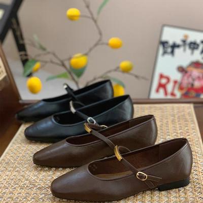 Французские ретро туфли Мэри Джейн женские новые весенне-осеннего сезона квадратный носок мелкий вырез перемычка толстый каблук одинарные туфли с юбкой