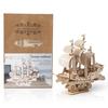 Hallisun 3D Wooden Puzzle Assembly 3D Puzzle Ship Moving Mechanical Craft Handicraft DIY Mechanical Toy Hobby Christmas Day Vintage Decoration Home
