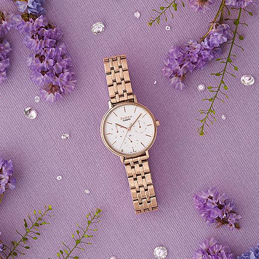 Casio Мужские аналоговые кварцевые часы из нержавеющей стали SHE-4541CG-7A, водонепроницаемость 50 м