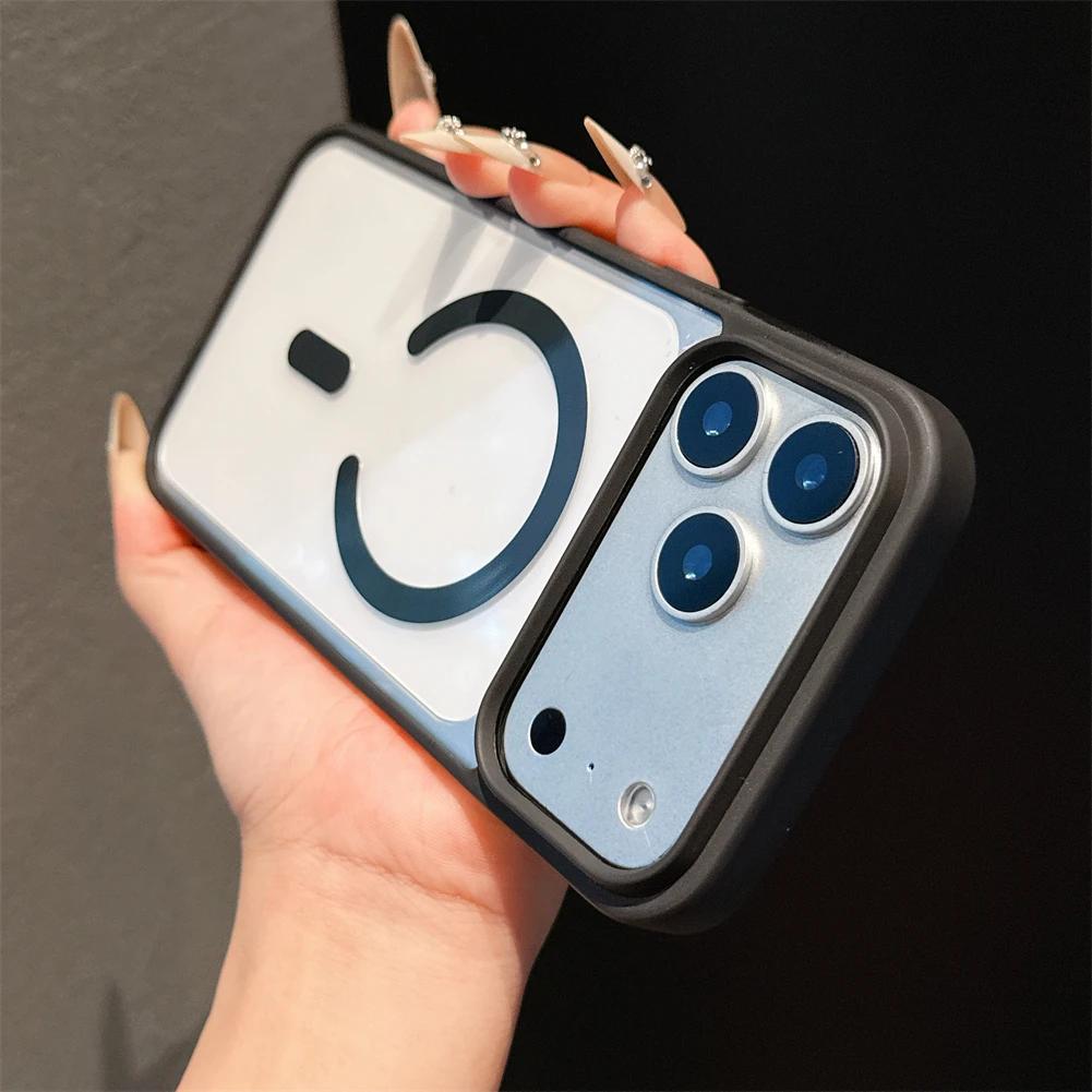 Роскошный магнитный чехол конфетного цвета для Magsafe для iPhone 17 Pro Max, прозрачный матовый край, гибридный силиконовый мягкий жесткий чехол-накладка